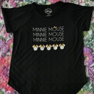NWOT Disney White & Gold Minnie Mouse Logo Tee